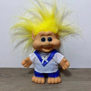 I.T.B Troll Doll 1991 Kids Toy Yellow Hair Sailor Big Cheeks